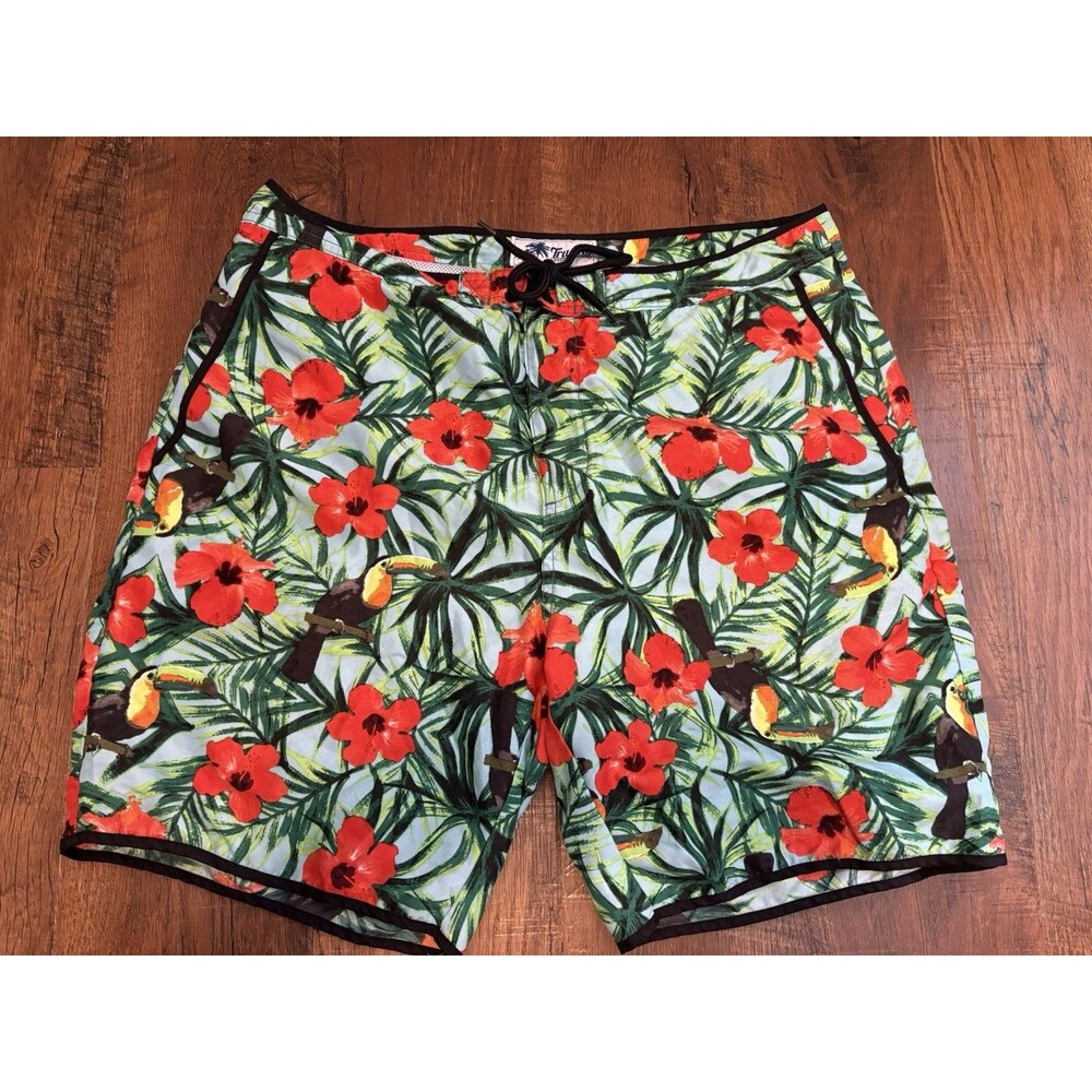 Trunks Surf & Swim Co. Size 34 Tropical Floral Swim Board Shorts lined